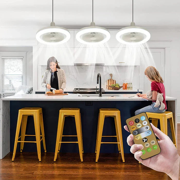 Ceiling Fan Light Combo Screw-In Bulb Socket with Remote Control 3 Speed Adjustable Brightness LED 2100 Lumen for Bedroom Kitchen Garage | Thomler