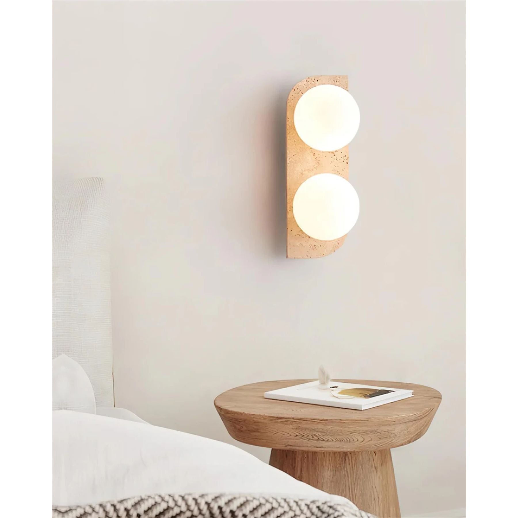 Wall Lamp Travertine Glass G9 Beige Living Room Hallway Bathroom Minimalist Japandi Ambient Lighting | Thomler