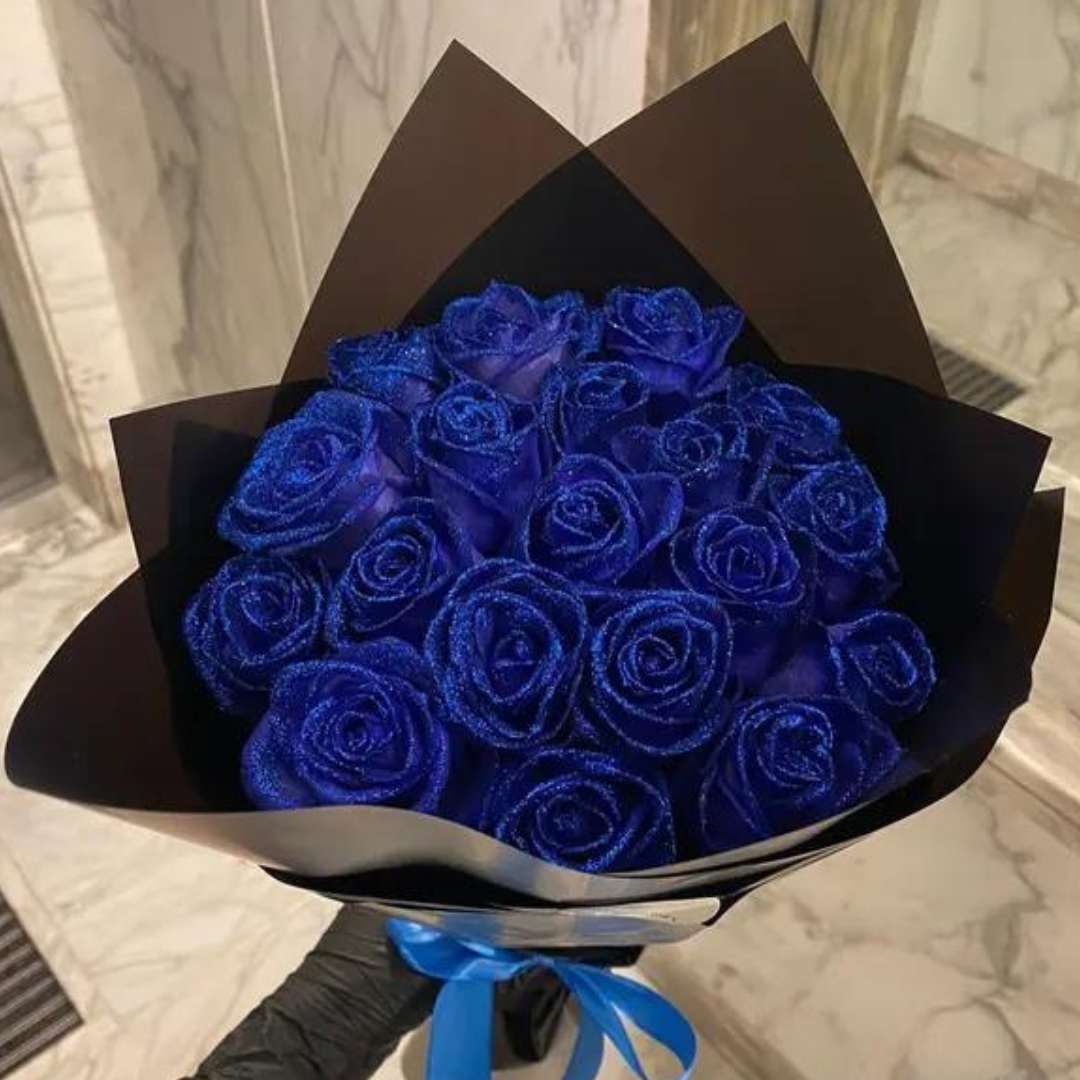 Sparkling Artificial Roses with Glitter Finish for Weddings, Birthdays & Valentine's Day Décor | Thomler