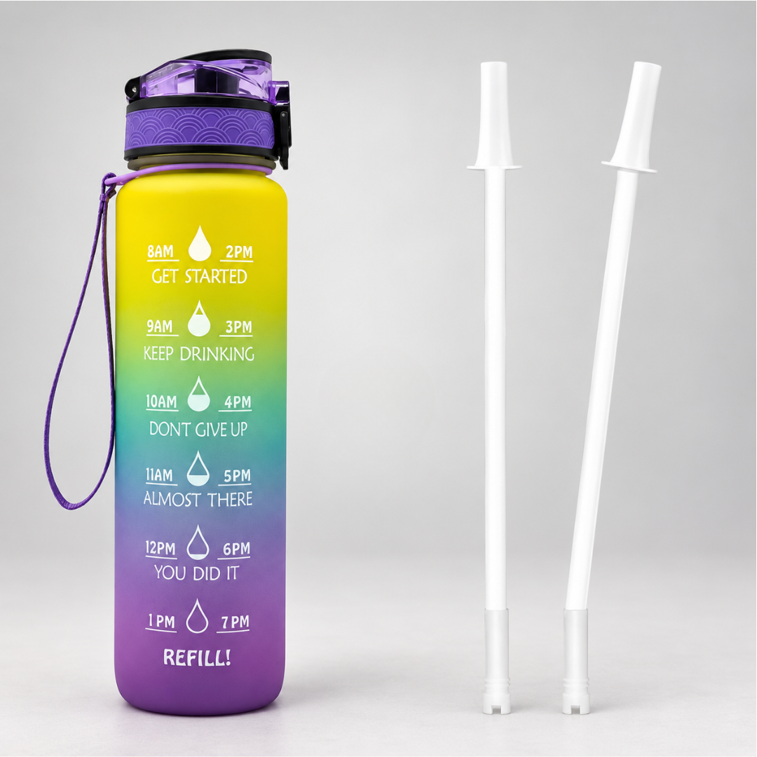 1L Time-Marked Water Bottle with Motivational Tracker for Daily Hydration Goals | Thomler