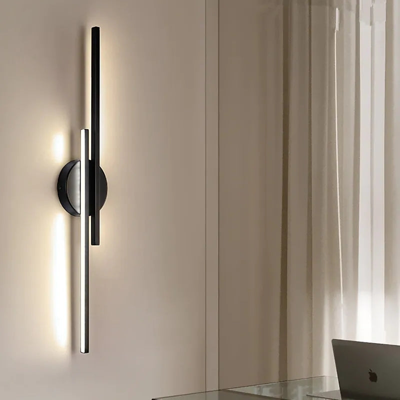 Contemporary Nordic LED Wall Sconce Metal Disc Linear Design for Bedroom Living Room | Thomler