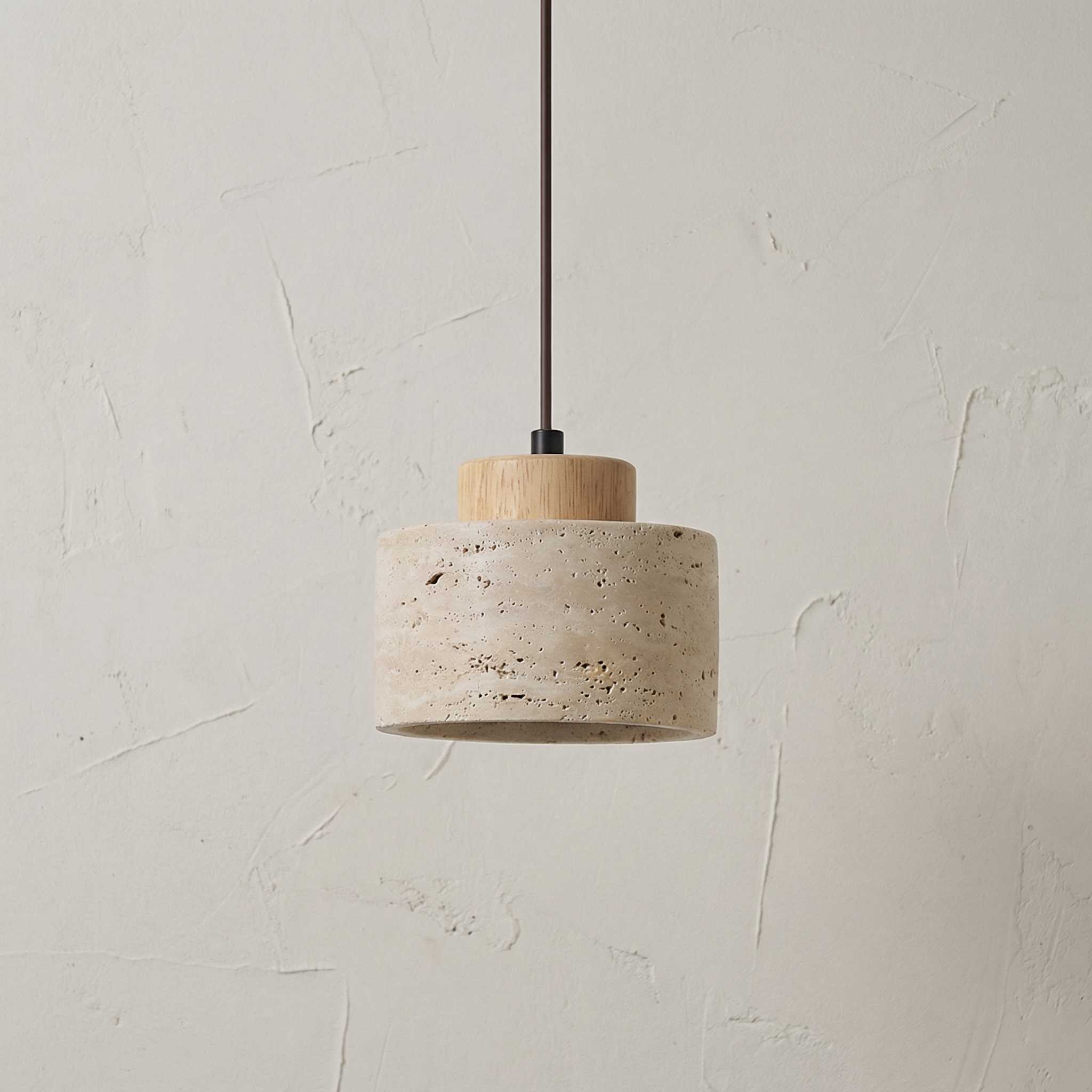 Textured Stone Shade Hanging Light with Natural Grain Finish for Kitchen Island Dining Room Modern Minimalist Ceiling Fixture | Thomler
