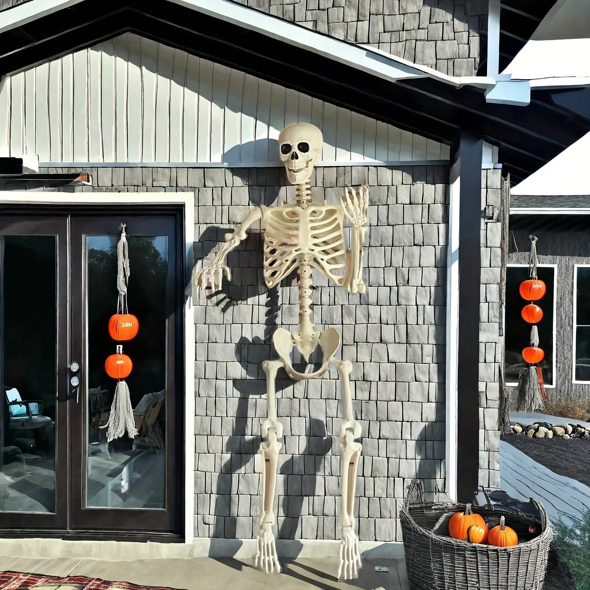 Life-Size 5.5 ft Poseable Skeleton Figure for Halloween Yard & Indoor Display | Thomler