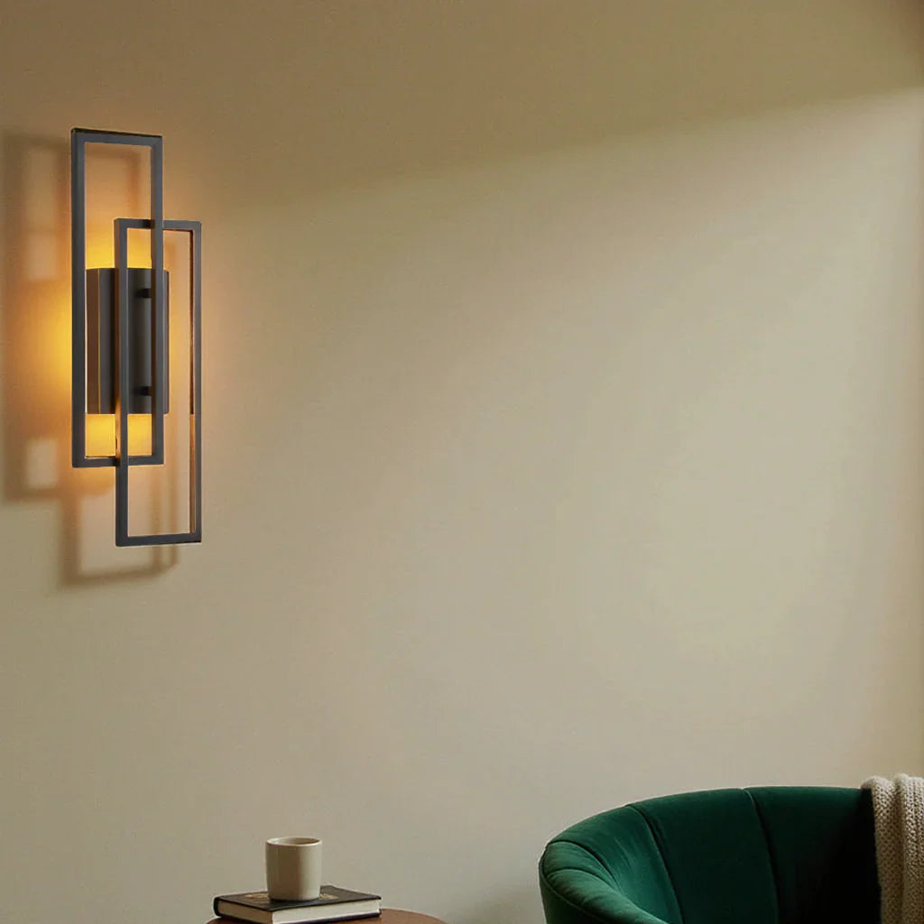 Wall Lamp Aluminium 40.0 cm Matte Black Bedroom Hallway Integrated LED Geometric Warm White Accent Lighting | Thomler