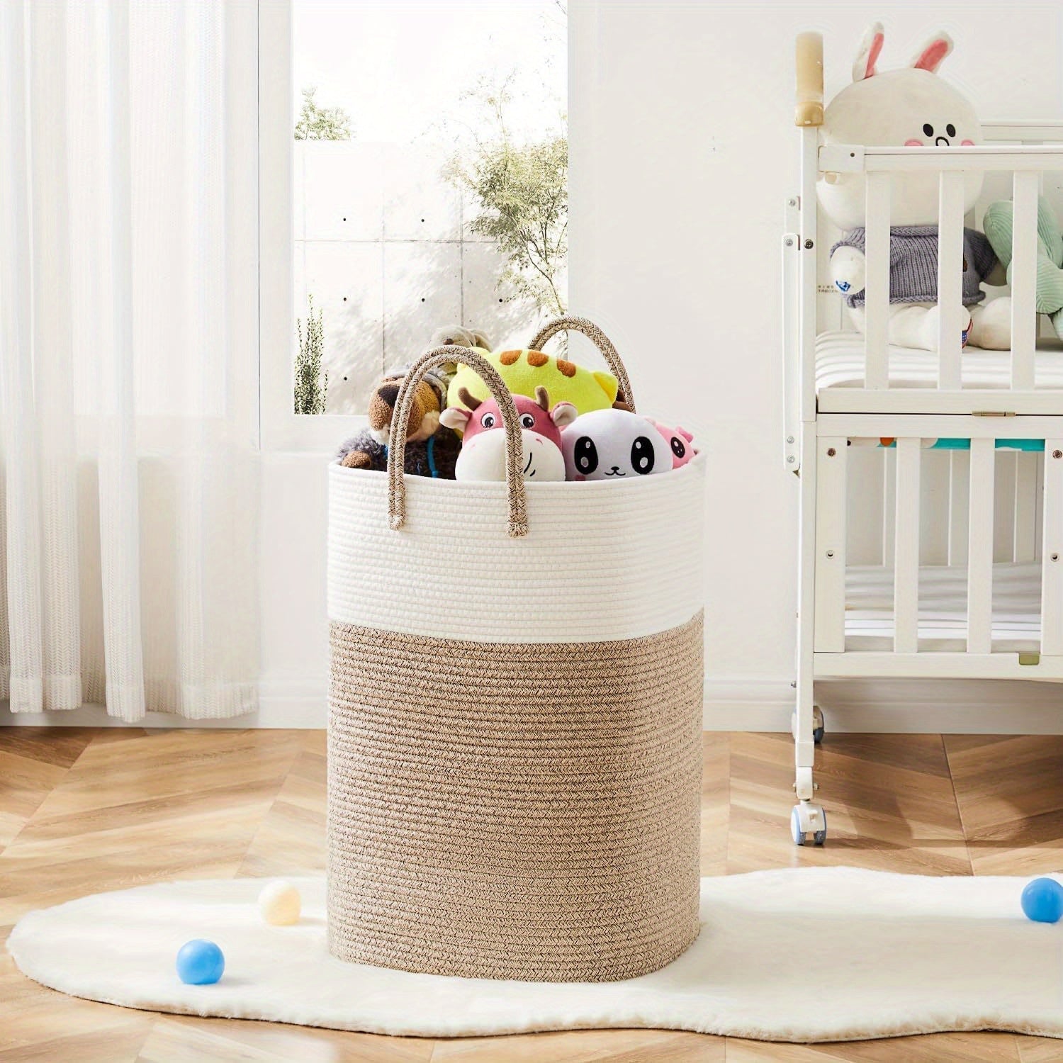 Laundry Basket Woven Cotton 100.0 L Extra Large Neutral Storage for Home Organization Toys Bedding | Thomler