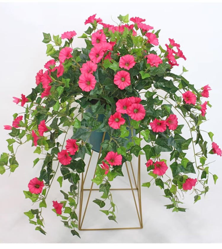 Faux Morning Glory Vine 35 in – 44 Blooms UV-Resistant Artificial Climbing Plant for Fence Porch Indoor Outdoor Décor | Thomler