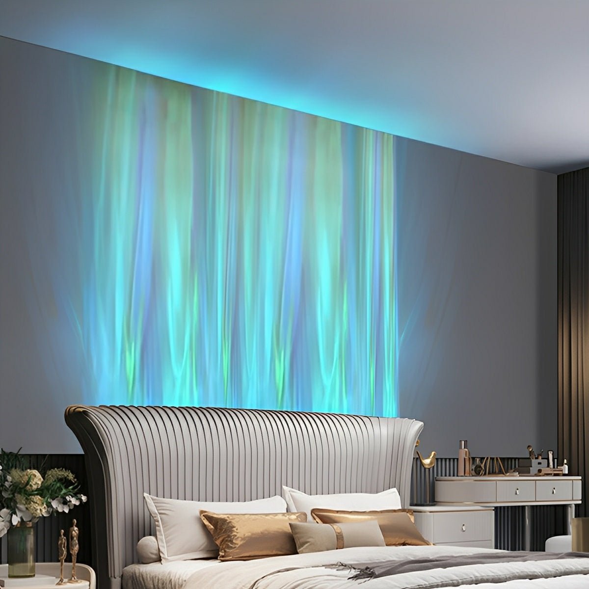 Wall Lamp Aluminium 100.0 cm Black Dynamic LED Ambient Living Room Flame Effect RGBW Lighting | Thomler