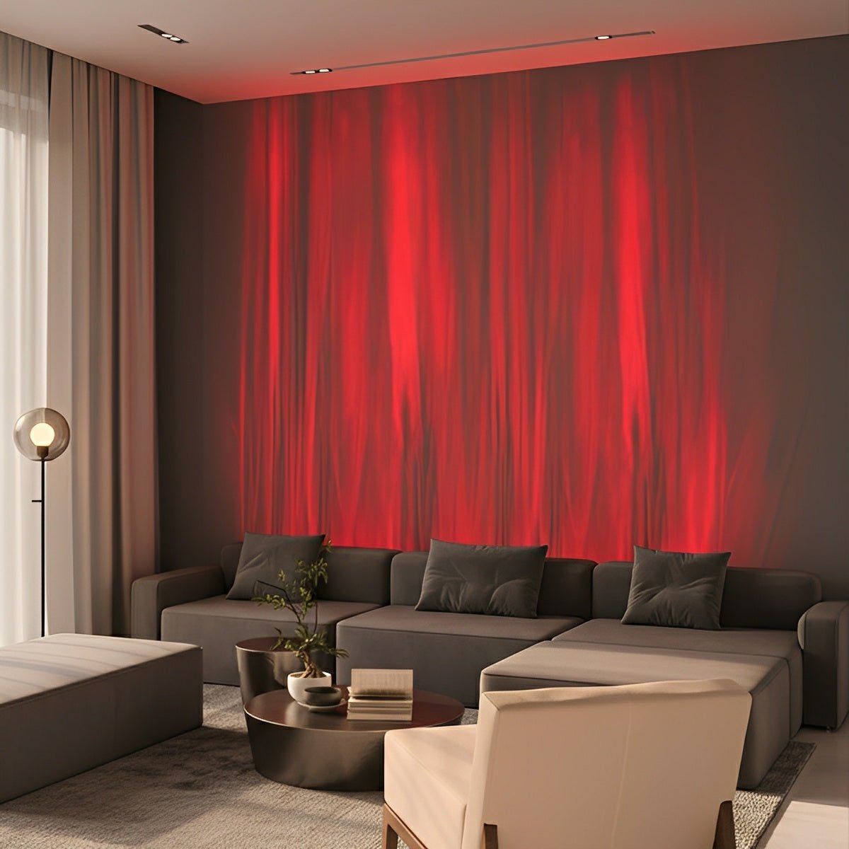 Wall Lamp Aluminium 100.0 cm Black Dynamic LED Ambient Living Room Flame Effect RGBW Lighting | Thomler