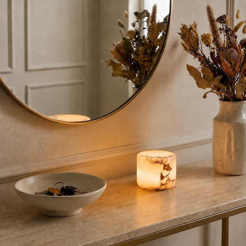 Rechargeable Touch-Dimming Stone Accent Lamp with Natural Veining for Bedside & Desk | Thomler
