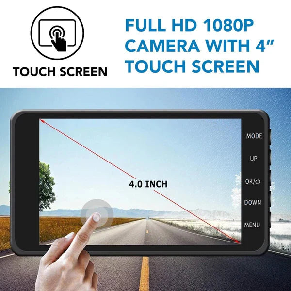 Dual Camera Car Recorder Front Rear 1080p HD Wide Angle Dashboard Video System Night Vision Parking Monitor Motion Sensor Loop Recording | Thomler