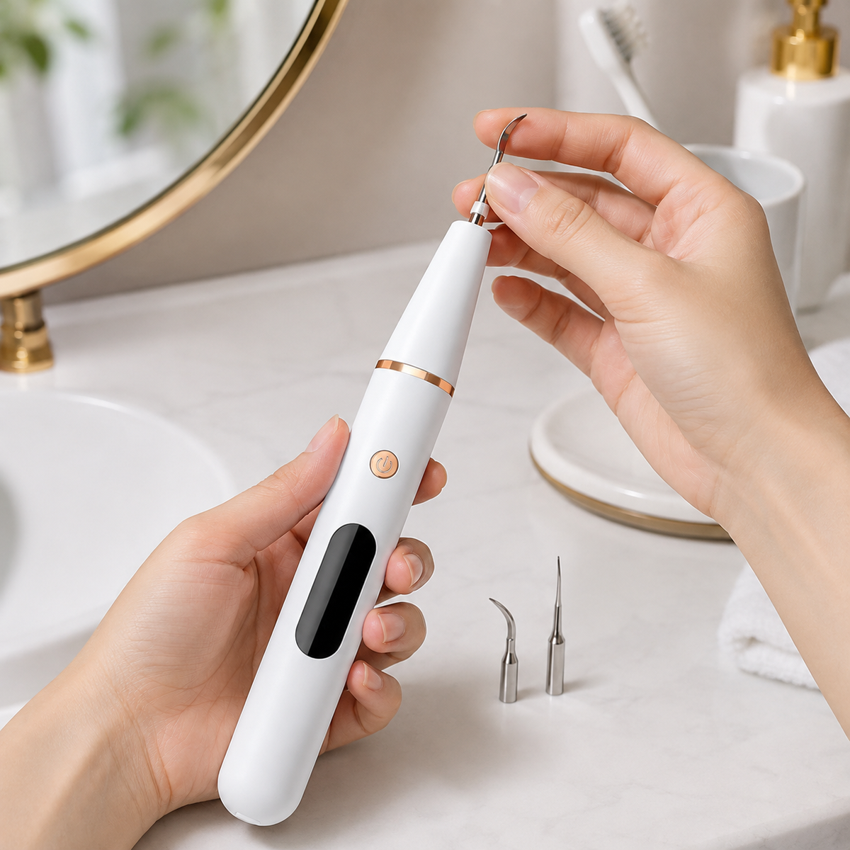 Electric Ultrasonic Tooth Stain Remover with LED Light & 3 Cleaning Modes for At-Home Dental Care | Thomler