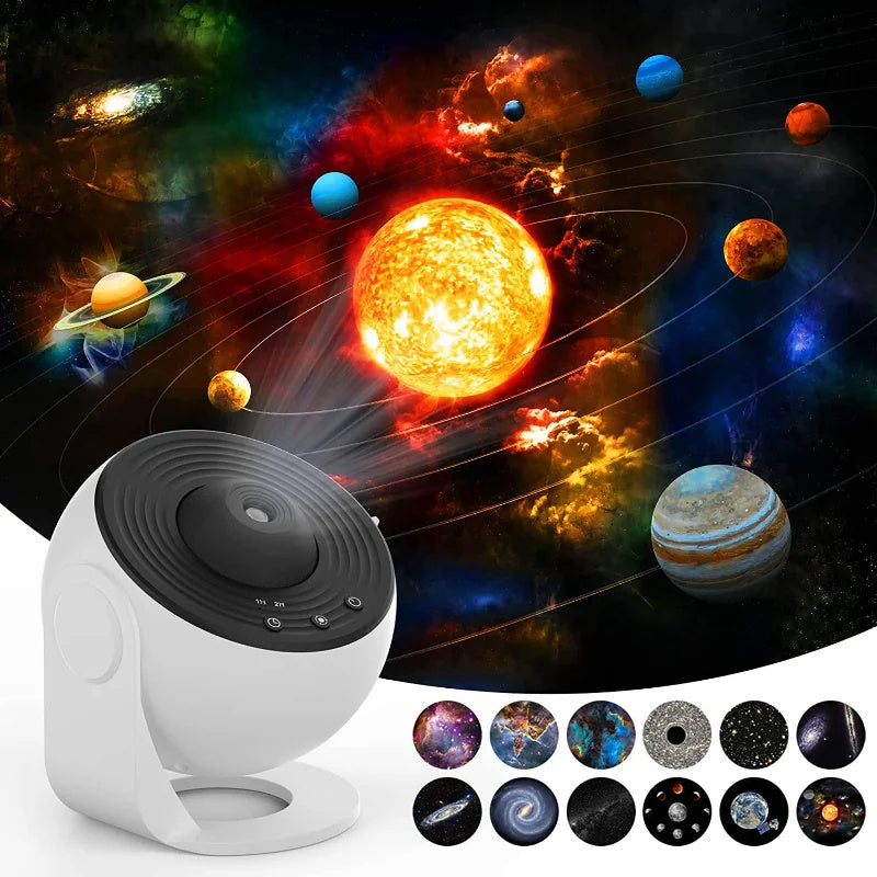 Space Projector Night Light with 13 Interchangeable Disks Galaxy Stars Planets for Bedroom Ceiling Walls Kids Room Decor USB Powered | Thomler