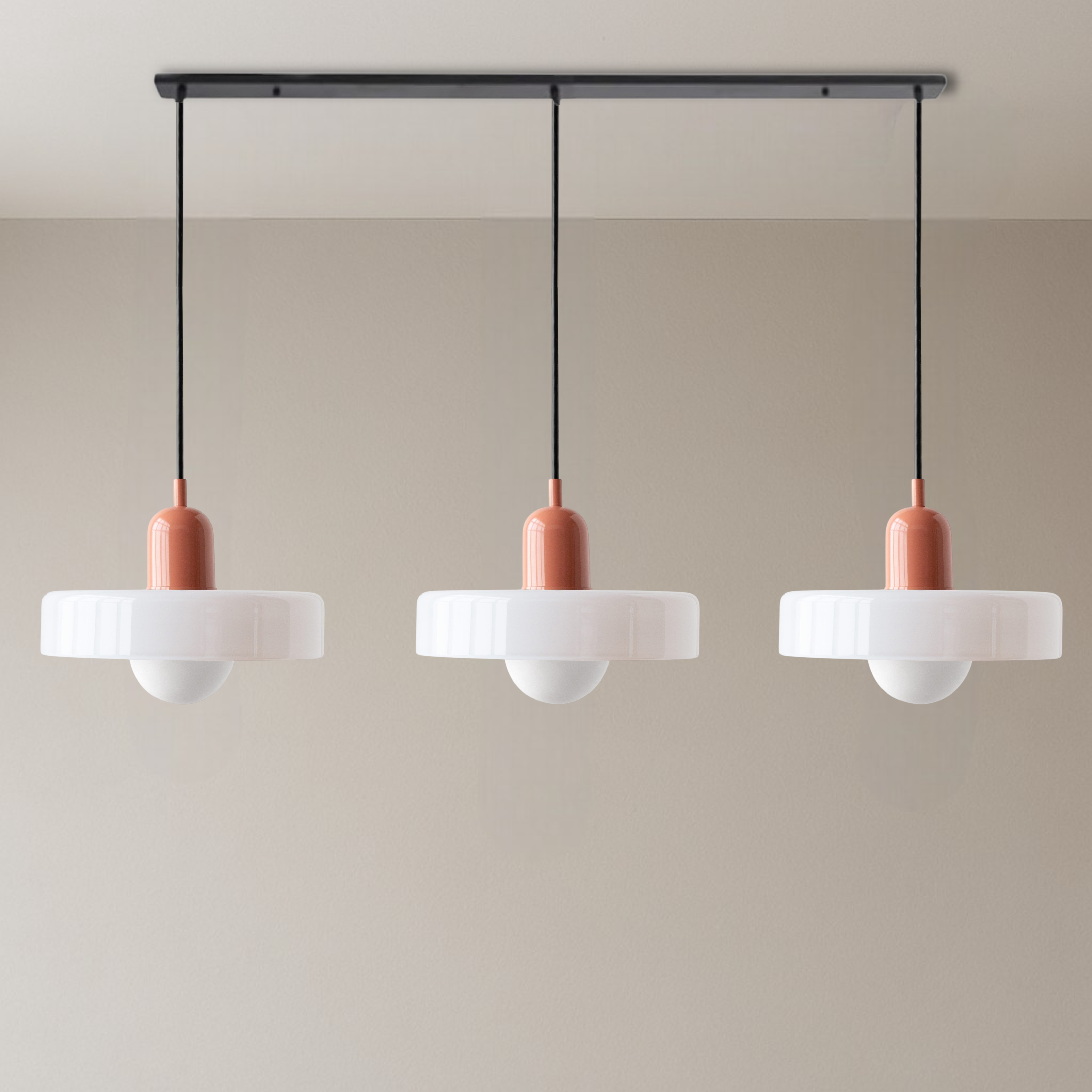 Pendant Light Glass 99.0 cm Black Dining Room Kitchen Island Triple Hanging Ceiling Lamp | Thomler