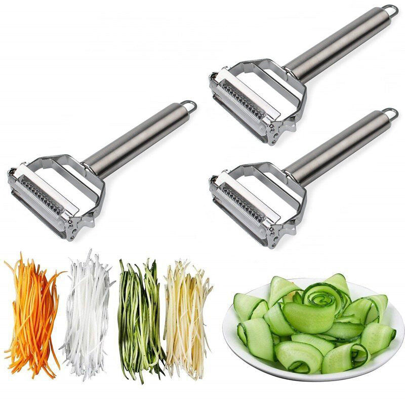 Dual-Blade Vegetable Peeler with Julienne Slicer | Stainless Steel Kitchen Tool for Potatoes Carrots Zucchini Cucumbers Apples | Dishwasher | Thomler