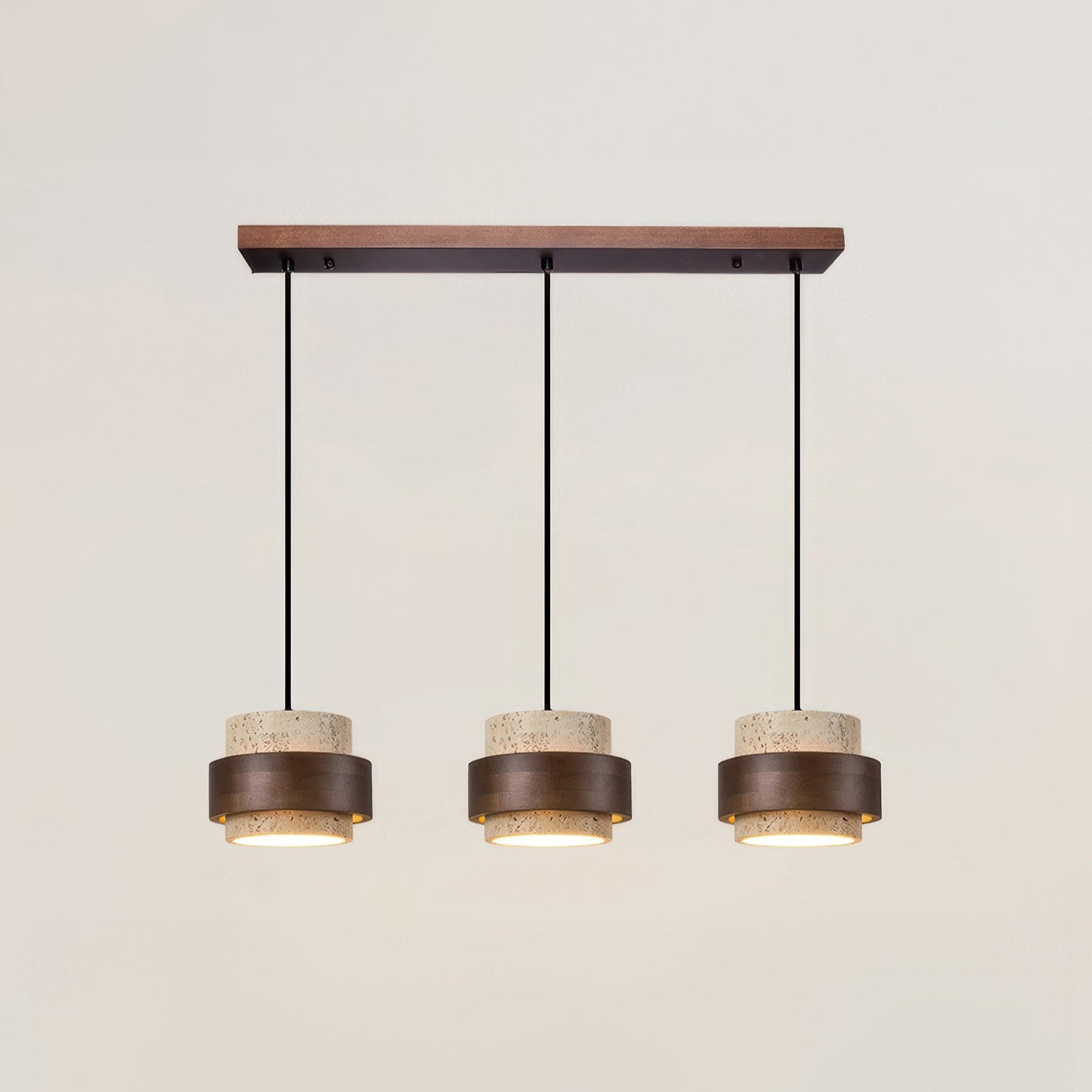 Pendant Light Travertine Wood 17.0 cm Warm LED Dining Room Kitchen Island Hanging Ceiling Lamp Japandi Wabi Sabi | Thomler