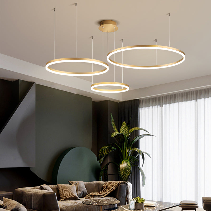 Cascading Ring LED Pendant – Adjustable Metal Hoop Ceiling Light for Dining Room & Bedroom | Thomler
