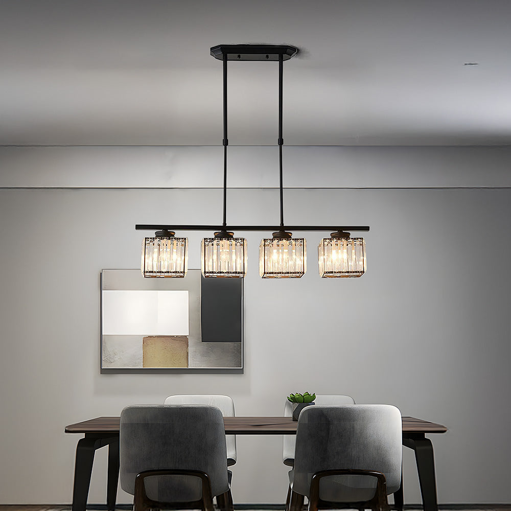Pendant Light Glass 80.0 cm Black Adjustable Kitchen Island Dining Room Hanging Ceiling Lamp E27 Modern Scandinavian | Thomler