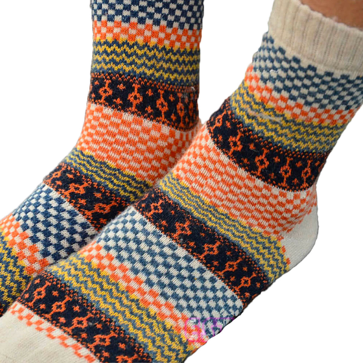 Heritage Knit Crew Socks 4-Pack – Multicolor Jacquard Fall Patterns for Women & Men | Thomler