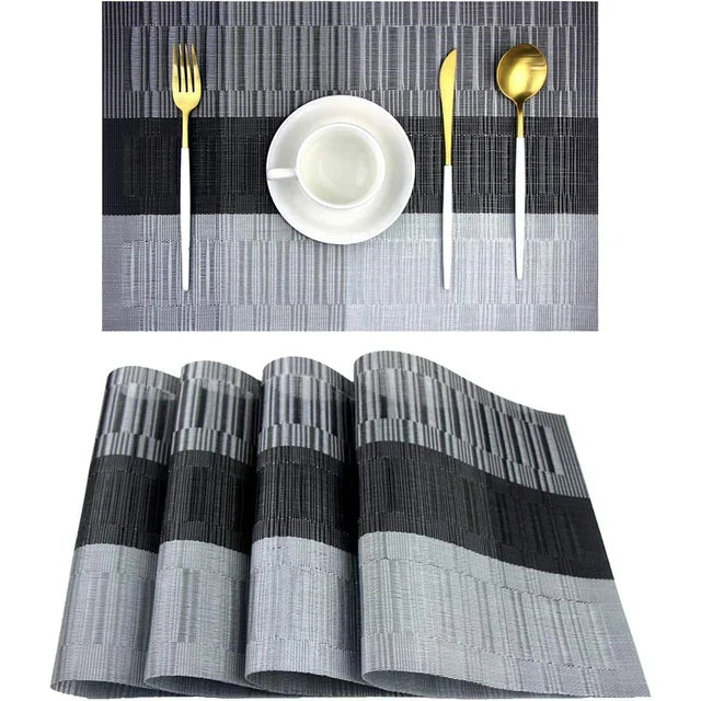 Machine-Washable PVC Placemats Set of 4 Heat-Resistant Non-Slip Table Mats for Dining Kitchen Dinner Parties | Thomler