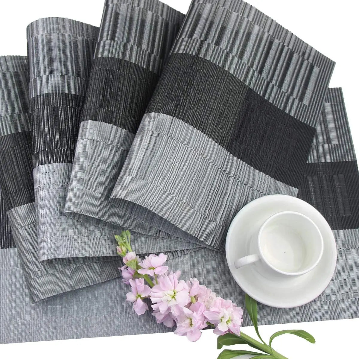 Machine-Washable PVC Placemats Set of 4 Heat-Resistant Non-Slip Table Mats for Dining Kitchen Dinner Parties | Thomler