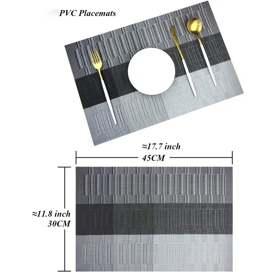 Machine-Washable PVC Placemats Set of 4 Heat-Resistant Non-Slip Table Mats for Dining Kitchen Dinner Parties | Thomler