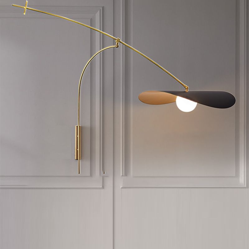 Curved Arc Wall Sconce with Frosted Gold Glass Shade for Bedroom & Living Room | Thomler