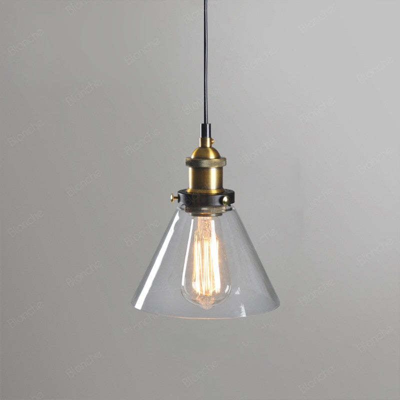 Industrial Glass Hanging Lamp Metal Frame Adjustable Drop Fixture for Kitchen Dining Living Spaces Clear Amber Smoke | Thomler