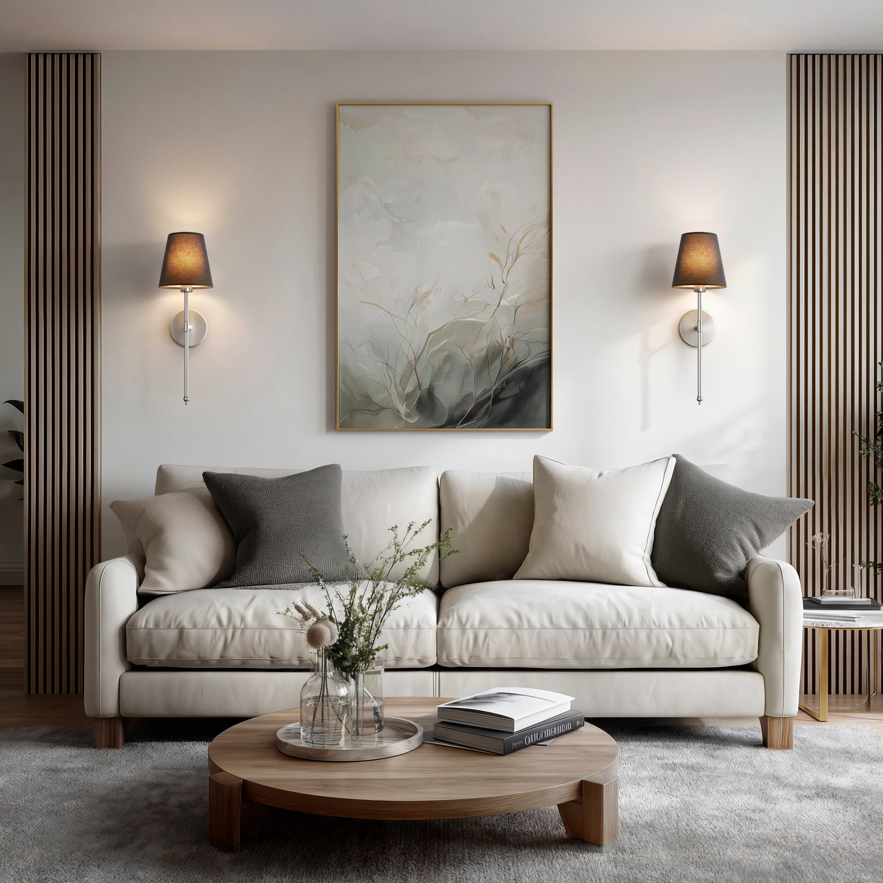 Wall Lamp Metal Fabric Shade 51.5 cm Gold Black Bedroom Wireless Reading Light Set Of Two Dimmable RGB Accent Sconces | Thomler