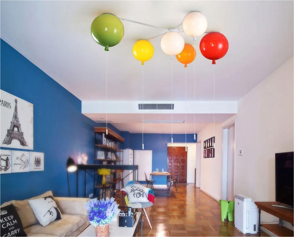 Ceiling Lamp Plastic Balloon 35.0 cm Yellow Childrens Room Pull Cord Hanging Light Playroom Nursery E27 Fixture | Thomler