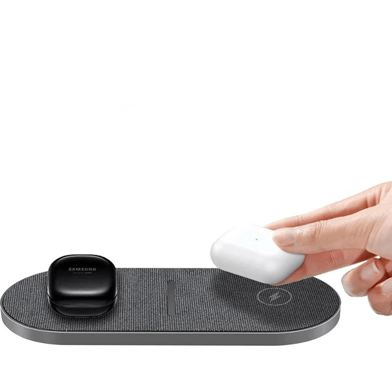 Twin-Device Power Hub with Live Status Screen – Qi-Compatible Fast Charging Dock for Phones & Earbuds | Thomler
