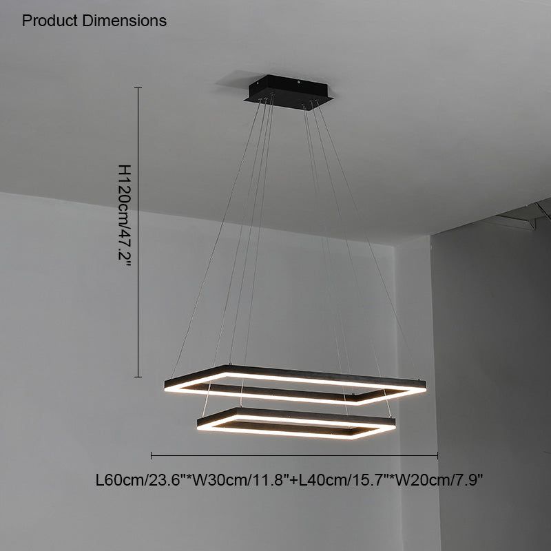 Chandelier Metal Integrated LED 47 in Adjustable Black Living Room Dining Room Pendant Light | Thomler
