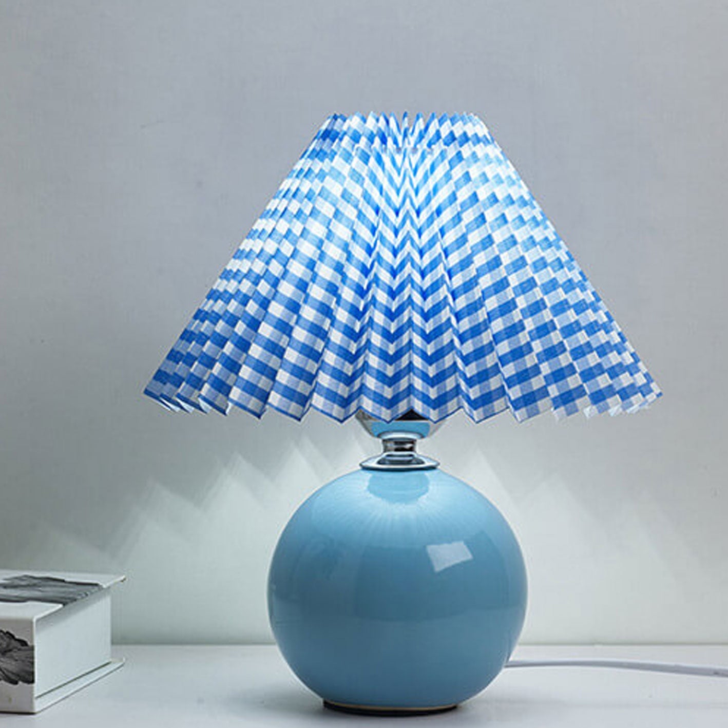 Table Lamp Ceramic 11 in x 9.5 in Modern Bedside Living Room Study LED E26 Fabric Shade | Thomler