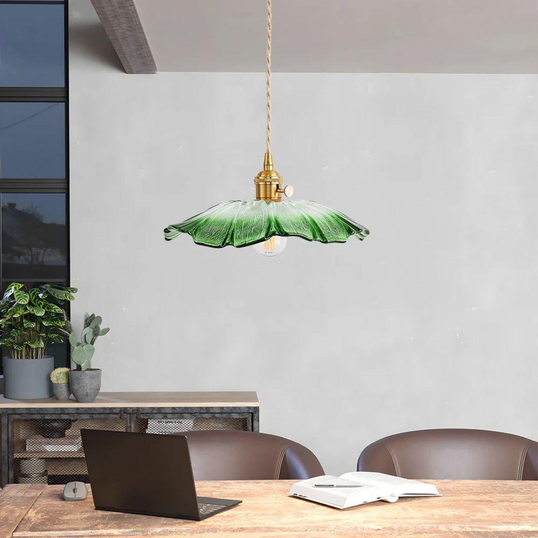 Pendant Light Ribbed Glass 28.0 cm Deep Red Dining Table Hanging Ceiling Lamp Vintage Hallway Lighting E27 | Thomler