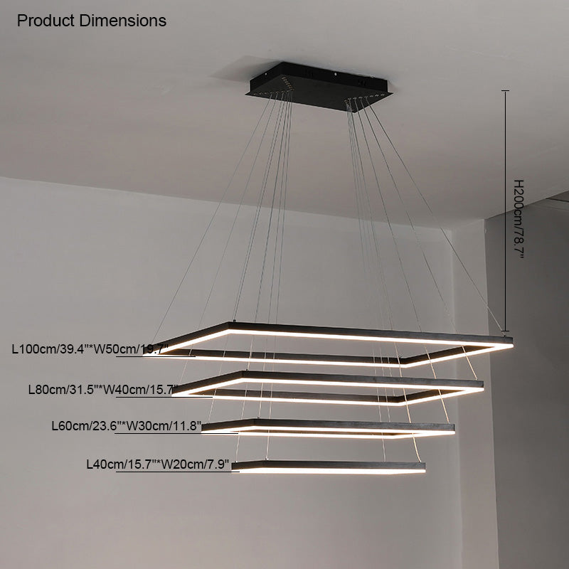 Chandelier Metal Integrated LED 47 in Adjustable Black Living Room Dining Room Pendant Light | Thomler