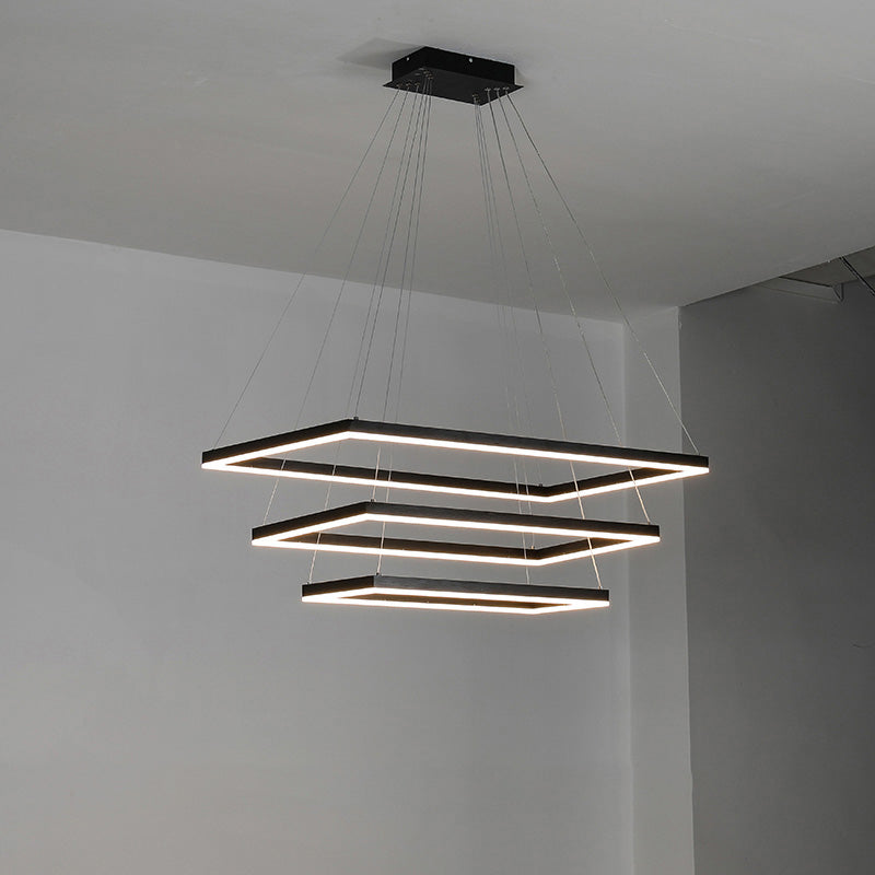 Chandelier Metal Integrated LED 47 in Adjustable Black Living Room Dining Room Pendant Light | Thomler