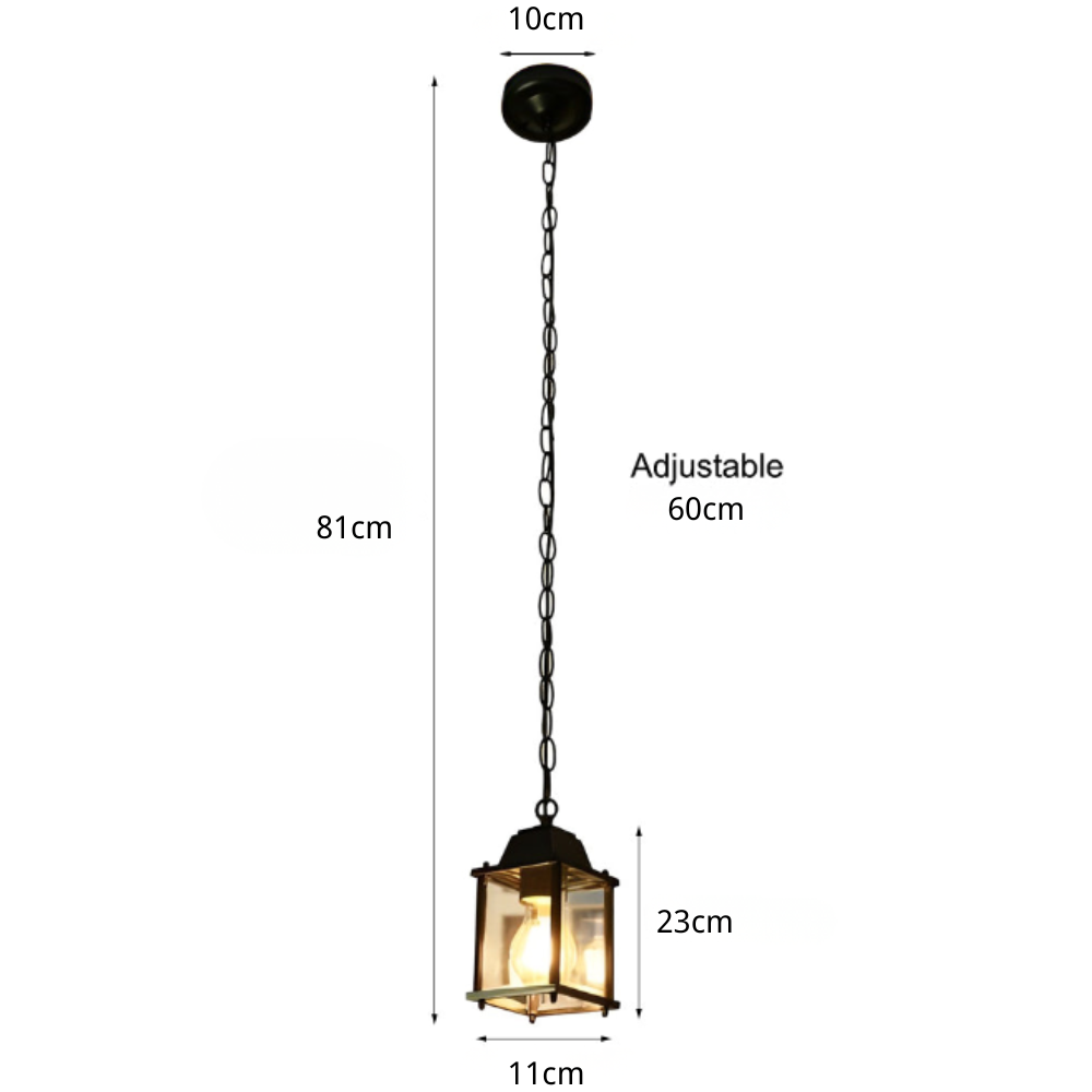 Contemporary Square Glass Hanging Lantern for Porch & Patio – Weather-Resistant Aluminum Fixture | Thomler