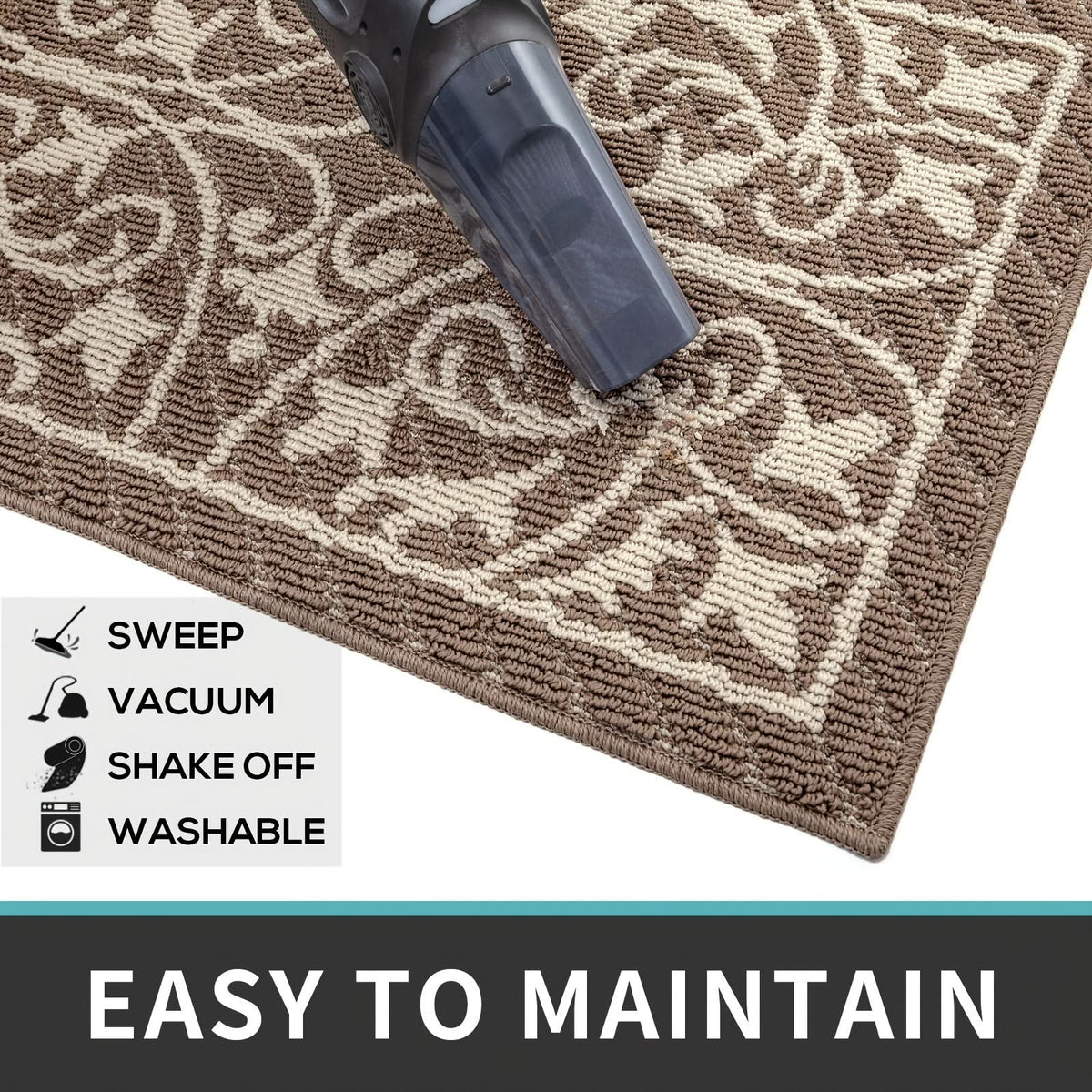 Entryway Mat with Non-Slip Rubber Backing – Low Profile Door Mat for Indoor Use – Traps Dirt & Moisture – Machine Washable | Thomler