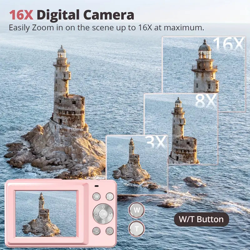 Digital Camera Compact 1080p Video Retro Style Travel Photography Vintage Snapshot Camera With Large Screen | Thomler