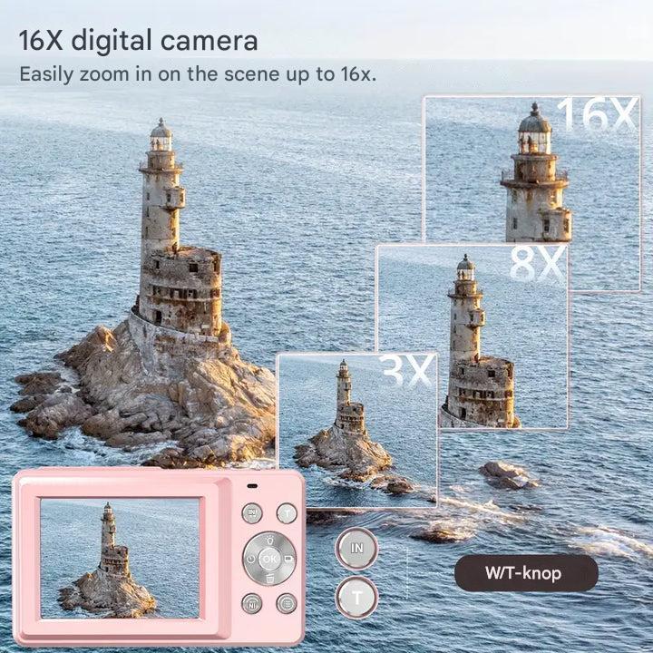 Compact Digital Camera 1080p Video HD Photos Retro-Inspired Point-and-Shoot with Auto Brightness Instant Playback for Travel Parties | Thomler