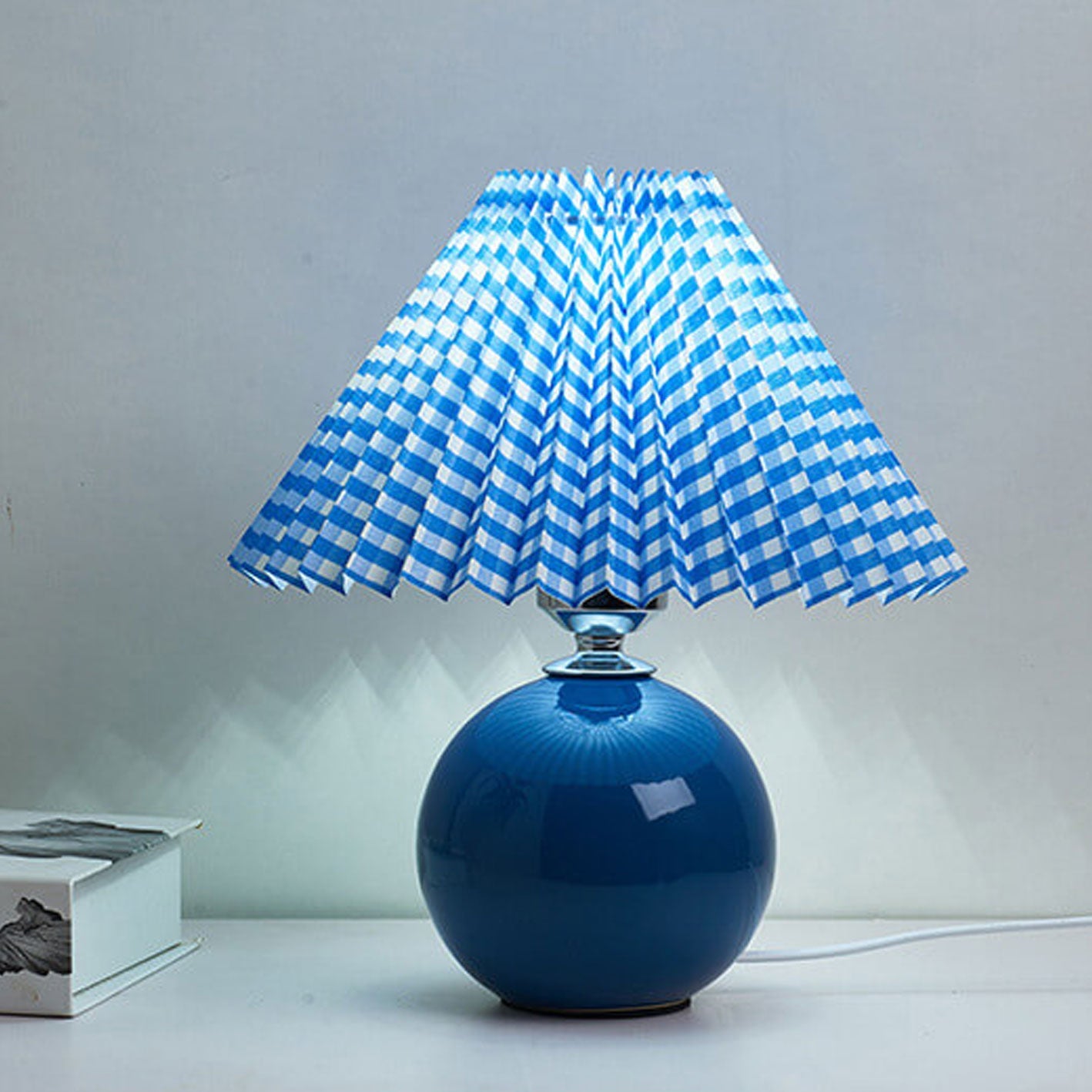 Table Lamp Ceramic 11 in x 9.5 in Modern Bedside Living Room Study LED E26 Fabric Shade | Thomler