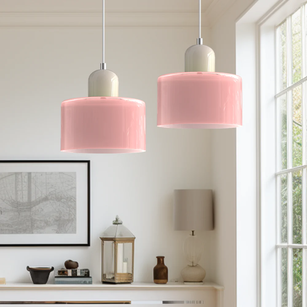 Mid-Century Glass Pendant Light – Adjustable Drop Ceiling Fixture with Colorful Dome Shade for Kitchen Island, Dining Room & Reading Nook | Thomler