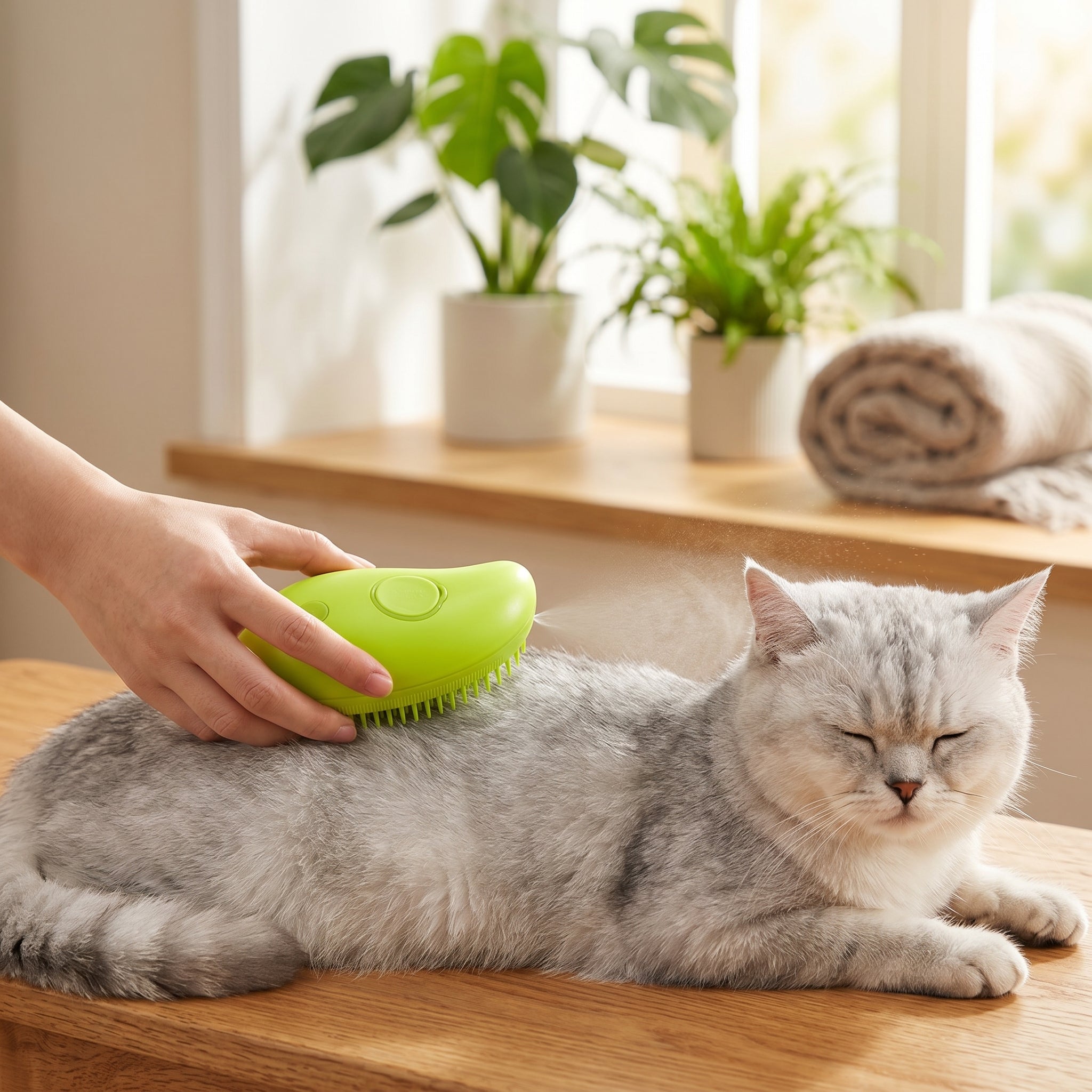 Hydrating Spray Pet Brush for Dogs & Cats with Detangling Mist Function for Long Fur Coat Care | Thomler