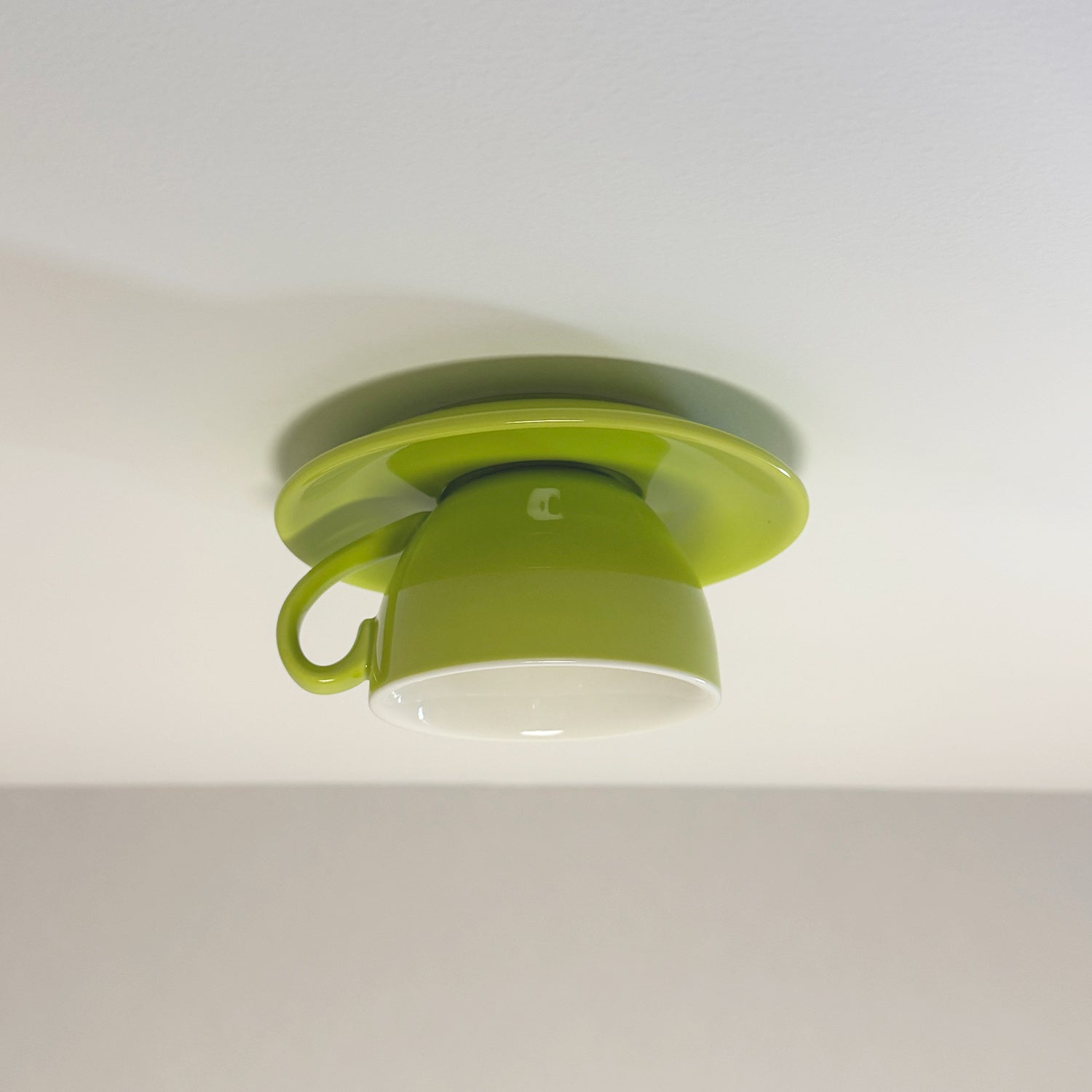 Ceramic Coffee Cup Ceiling Light Fixture – Flush Mount in Yellow, Blue, Pink & More Colors for Bedroom, Dining Room, Living Room | Thomler