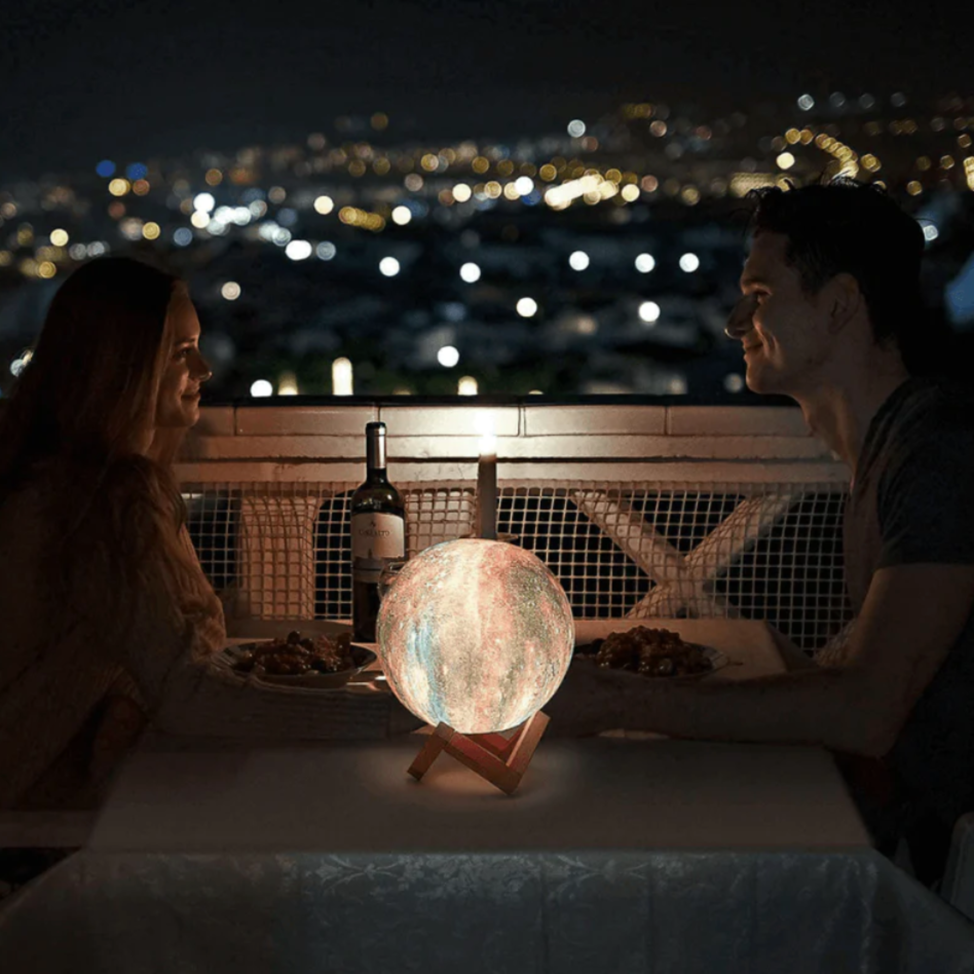 Moon Lamp 8 in 3D Printed ABS PVC Wooden Stand USB Rechargeable Night Light 16 Colors Portable Bedroom Home Decor | Thomler
