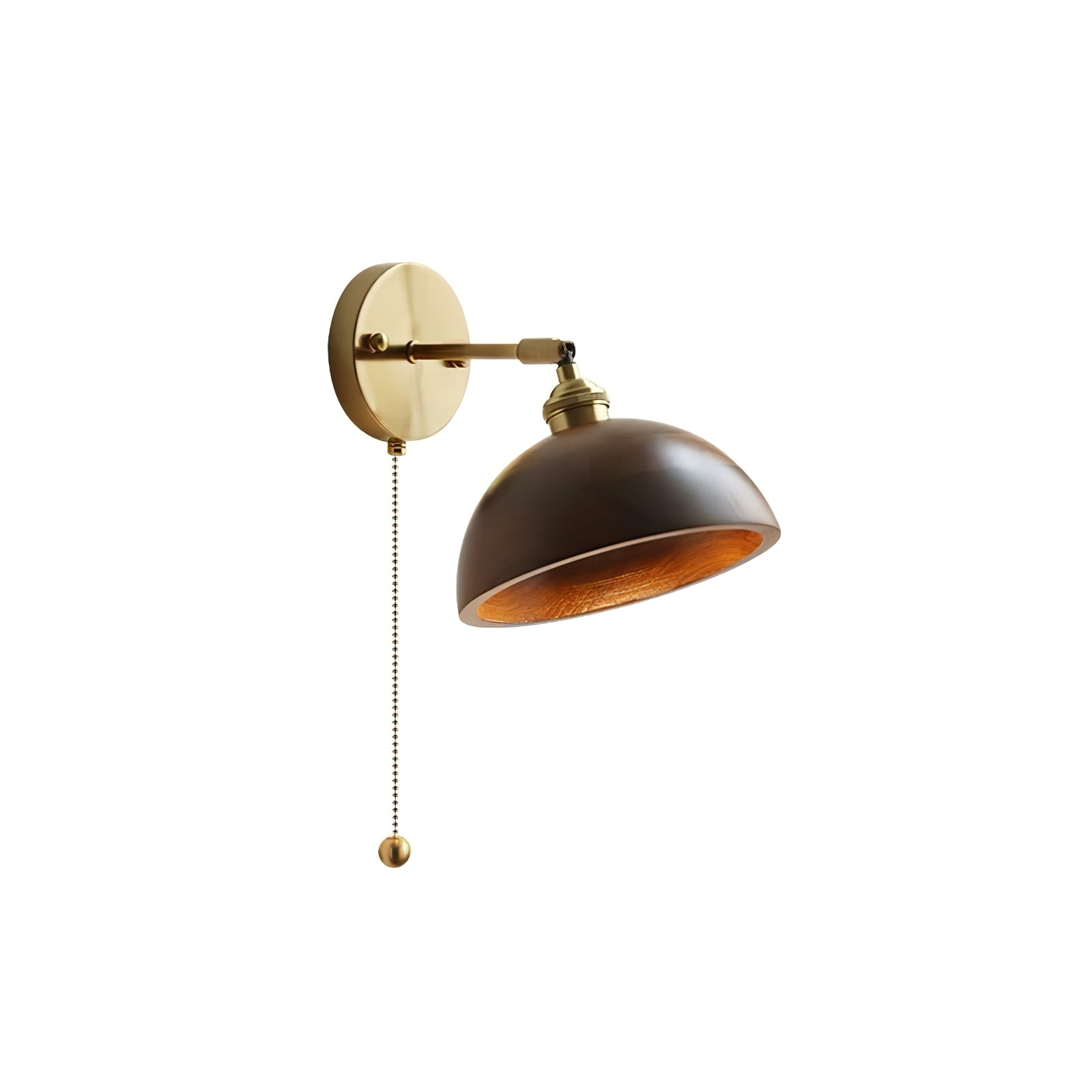 Wooden Wall Sconce 6.3 in to 7.1 in Walnut Indoor Accent Lighting for Living Room Bedroom Hallway Decor | Thomler