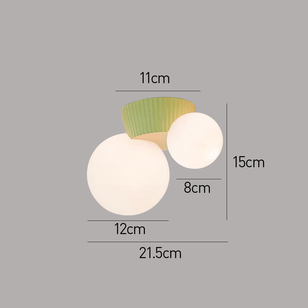 Ceiling Lamp Resin 21.5 cm 2 Light Green Living Room Bedroom Hallway Ambient Lighting Spherical Indoor Light | Thomler