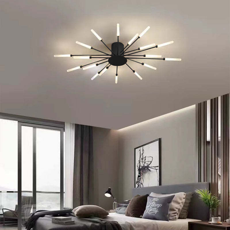 Starburst Flush Mount Ceiling Light Black Gold Modern Firework LED Fixture Bedroom Living Room Natural White Hardwired Indoor | Thomler