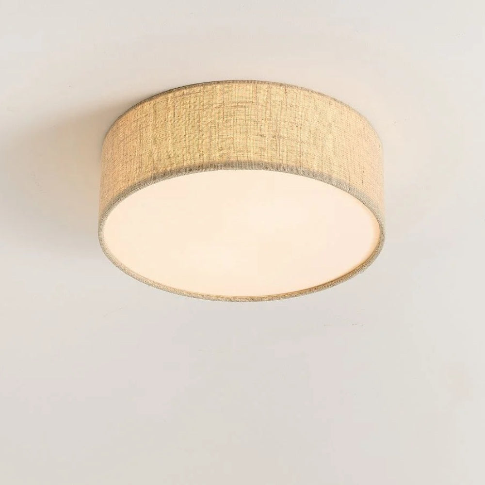 Fabric Flush Mount Drum Shade Ceiling Light for Bedroom & Living Room – Hardwire Installation | Thomler