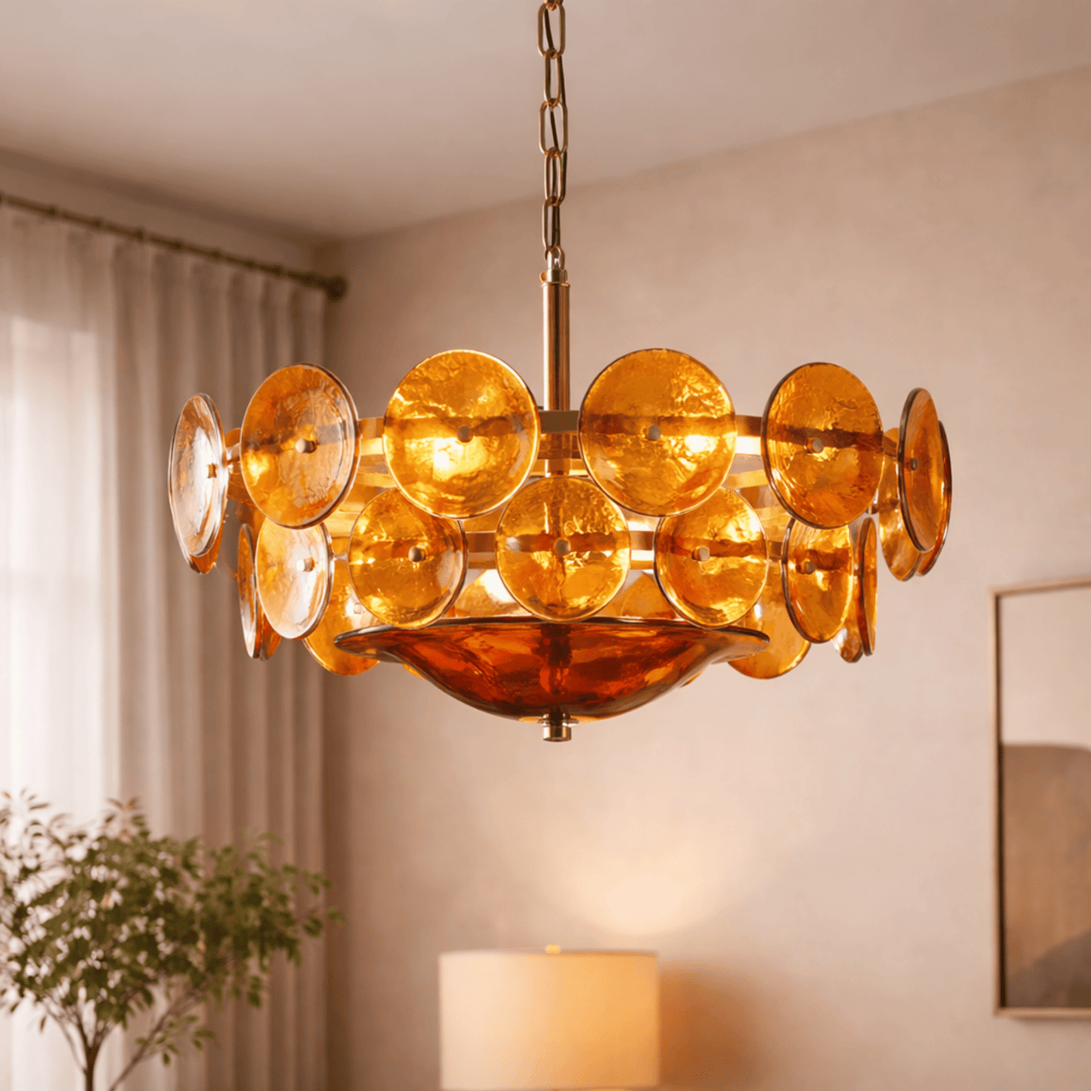 Orange Circular Glass Pendant Light – Multi-Disc Design for Dining Room & Kitchen Island | Thomler