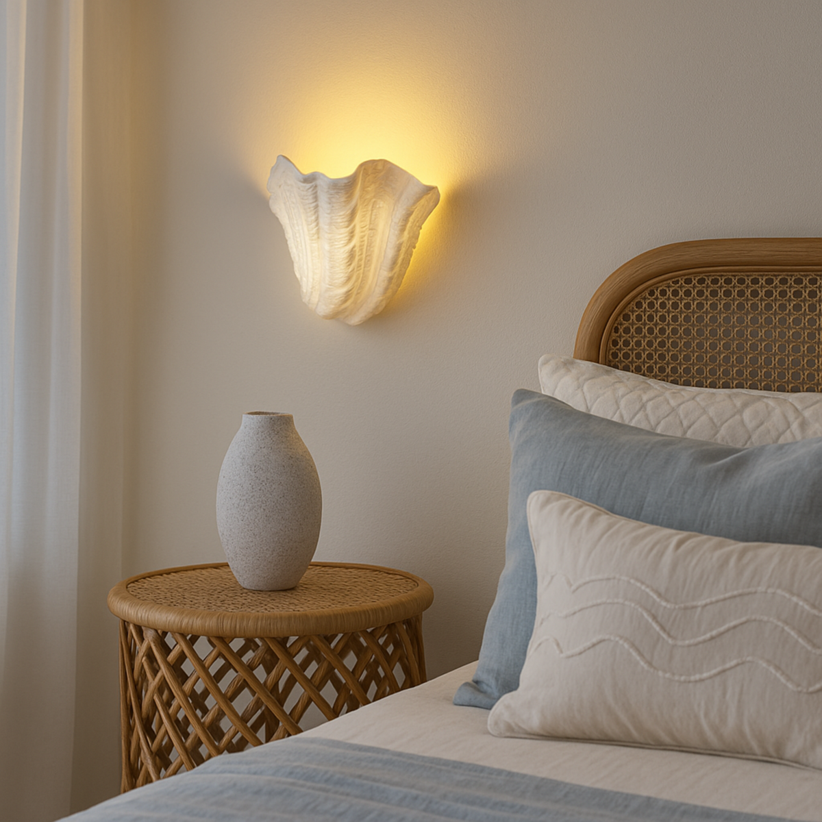 Sculptural Gypsum Sconce with LED Light for Living Room & Hallway | Thomler